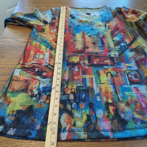 Ali Miles Multicolor Tunic Women’s size L Brushed Abstract Art Print Long Sleeve - Picture 11 of 11